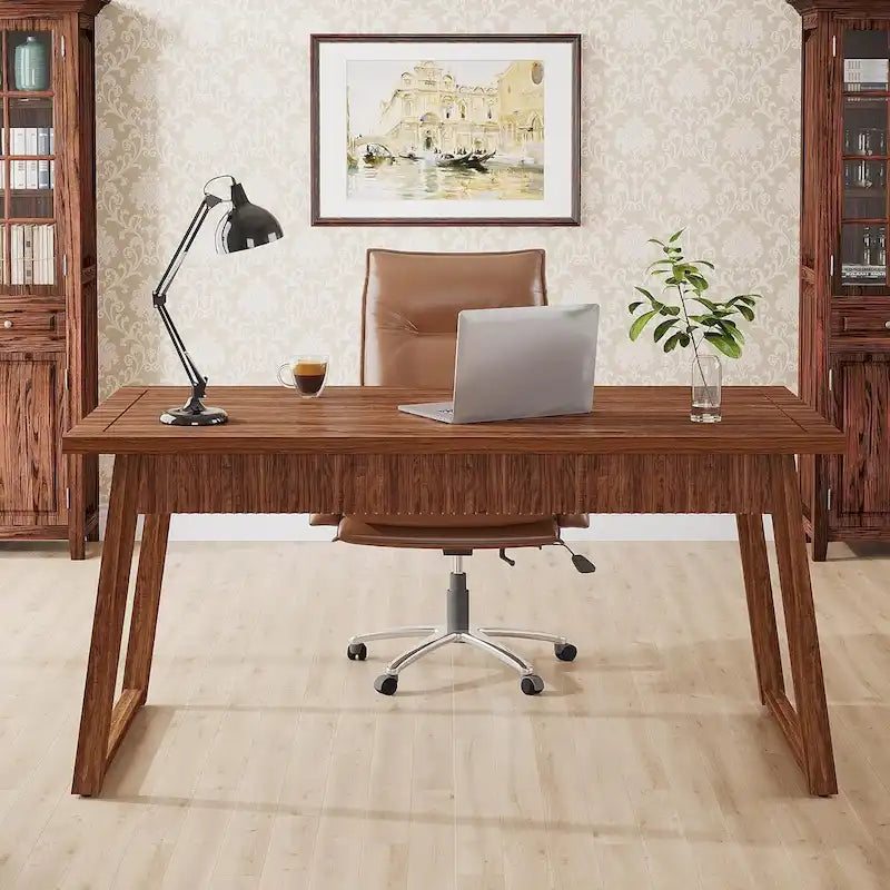 Escritorio ejecutivo, escritorio para computadora con cajón, madera maciza