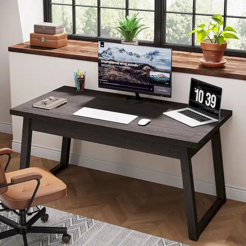 Escritorio ejecutivo, escritorio para computadora con cajón, madera maciza