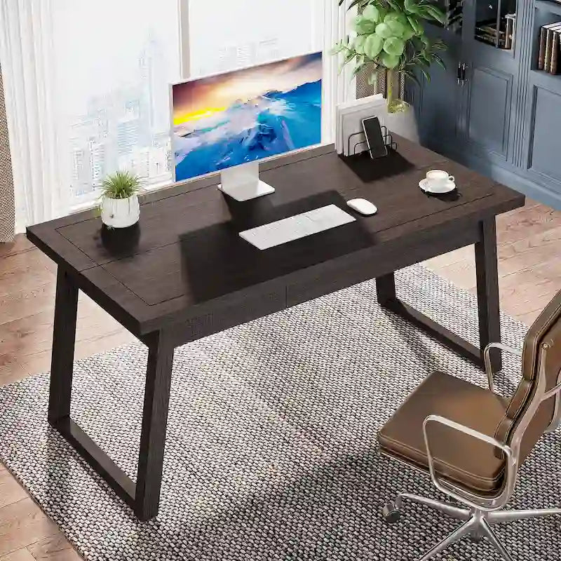 Escritorio ejecutivo, escritorio para computadora con cajón, madera maciza