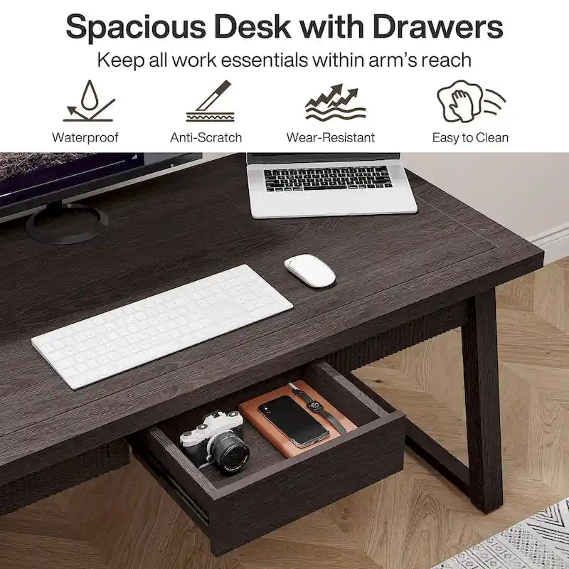 Escritorio ejecutivo, escritorio para computadora con cajón, madera maciza