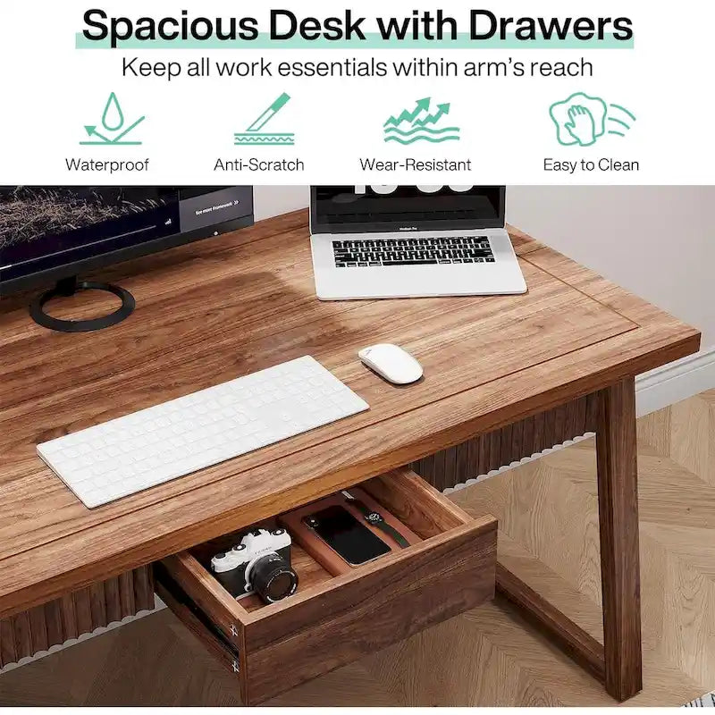 Escritorio ejecutivo, escritorio para computadora con cajón, madera maciza