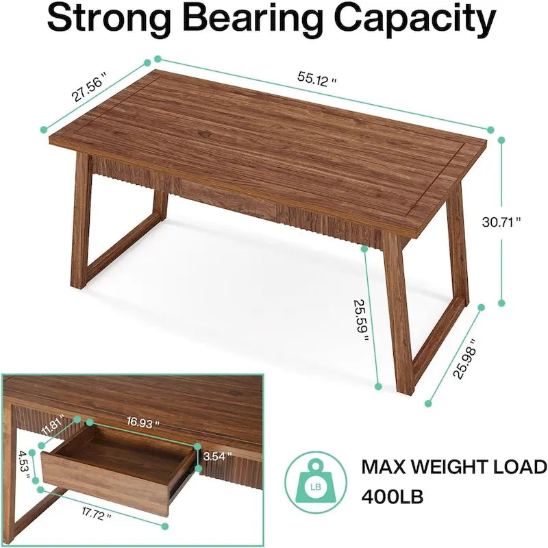 Escritorio ejecutivo, escritorio para computadora con cajón, madera maciza