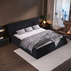 Base de Cama King Size Tapizada en Terciopelo con Cabecero Acolchado Suave