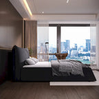 Base de Cama King Size Tapizada en Terciopelo con Cabecero Acolchado Suave