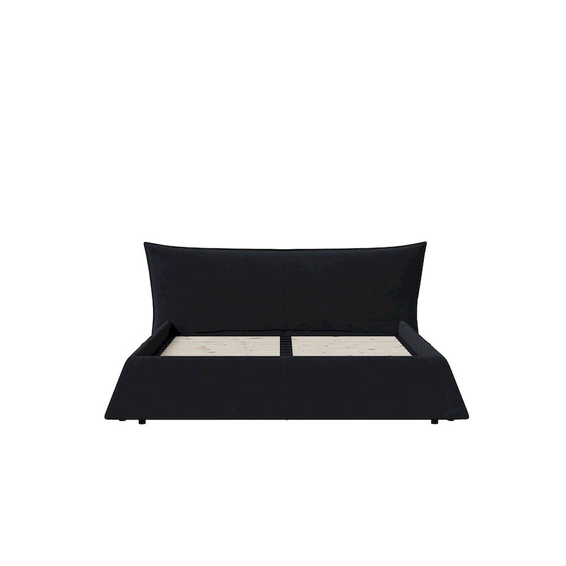 Base de Cama King Size Tapizada en Terciopelo con Cabecero Acolchado Suave
