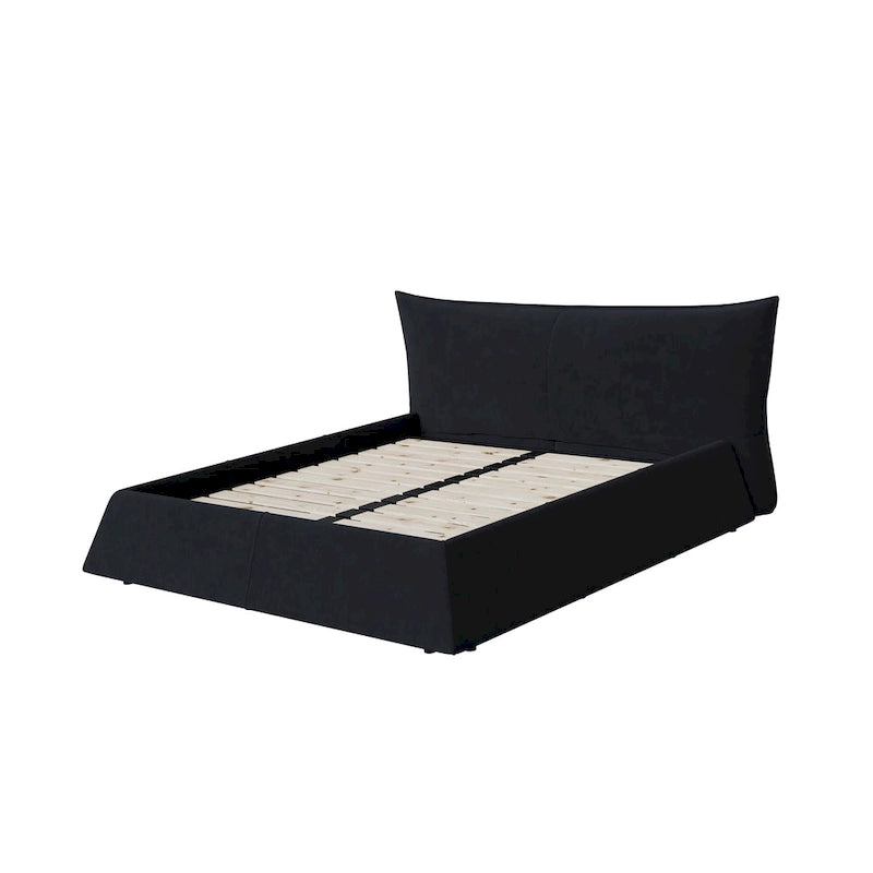 Base de Cama King Size Tapizada en Terciopelo con Cabecero Acolchado Suave