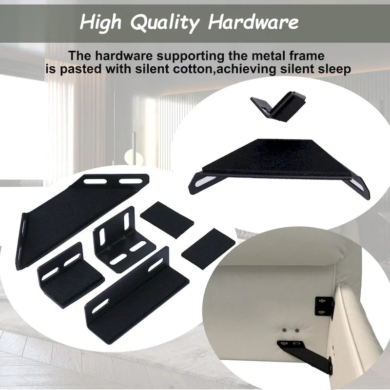 Base de Cama King Size Tapizada en Terciopelo con Cabecero Acolchado Suave