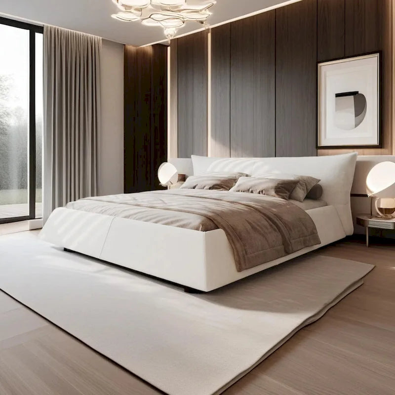 Base de Cama King Size Tapizada en Terciopelo con Cabecero Acolchado Suave