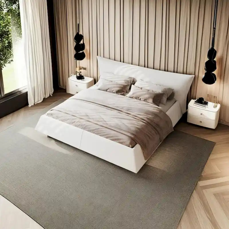 Base de Cama King Size Tapizada en Terciopelo con Cabecero Acolchado Suave