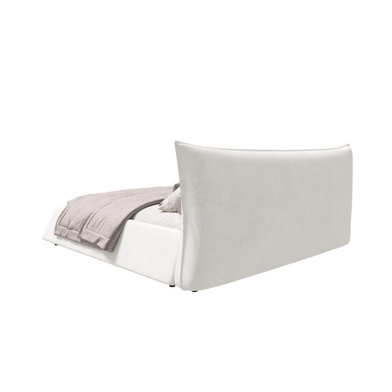 Base de Cama King Size Tapizada en Terciopelo con Cabecero Acolchado Suave