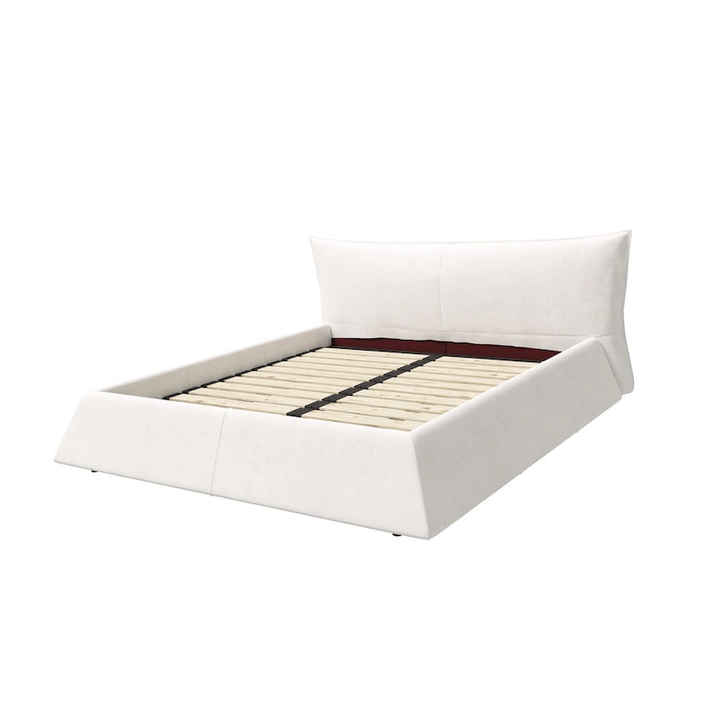 Base de Cama King Size Tapizada en Terciopelo con Cabecero Acolchado Suave