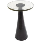 Mesa auxiliar acentuada con forma de cono y tapa de cristal texturizado - Negro u Oro -