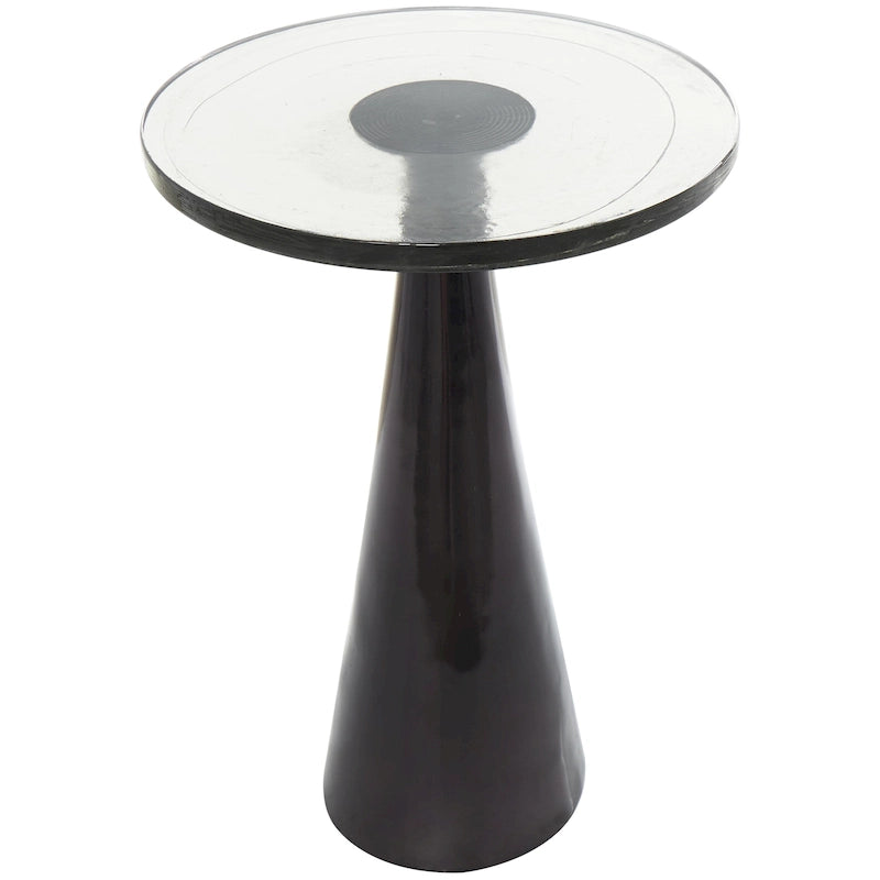 Mesa auxiliar acentuada con forma de cono y tapa de cristal texturizado - Negro u Oro -