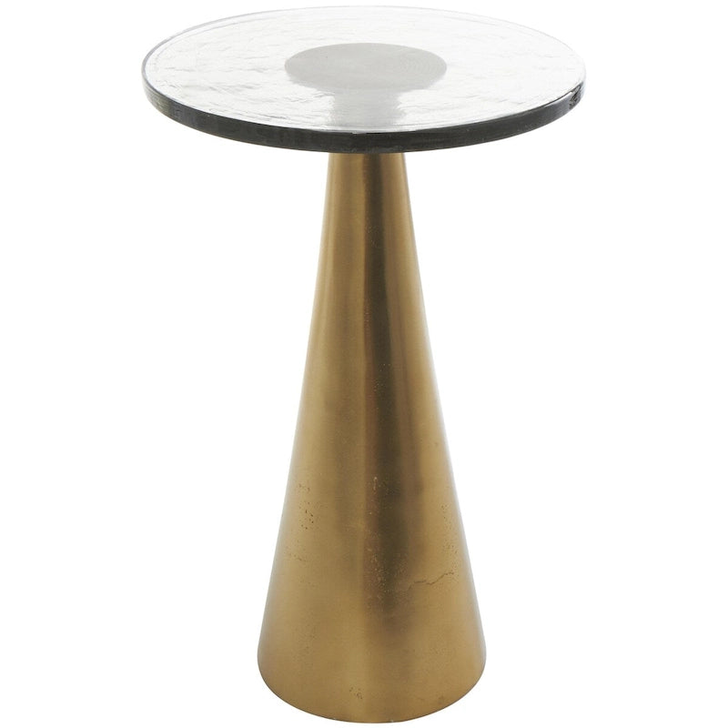 Mesa auxiliar acentuada con forma de cono y tapa de cristal texturizado - Negro u Oro -