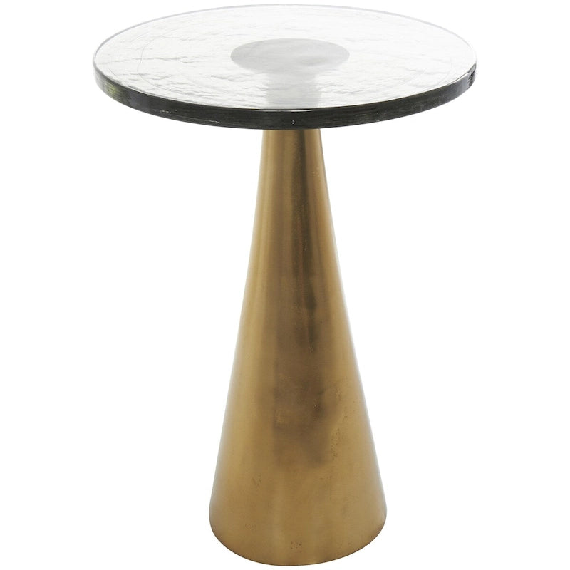 Mesa auxiliar acentuada con forma de cono y tapa de cristal texturizado - Negro u Oro -