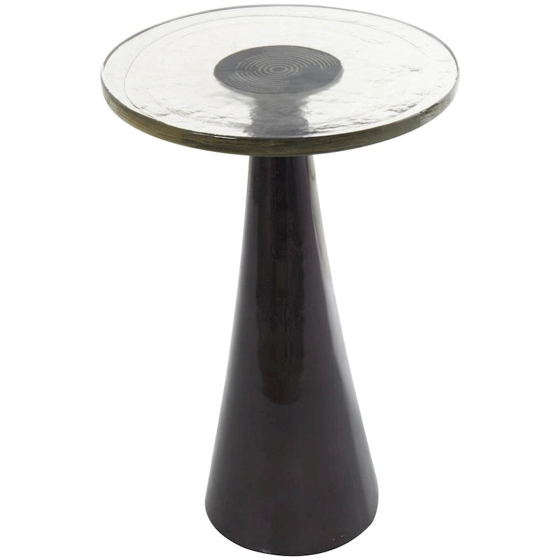  Cone Side End Accent Table with Textured Glass Tabletop - Black or Gold - 