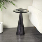 Mesa auxiliar acentuada con forma de cono y tapa de cristal texturizado - Negro u Oro -