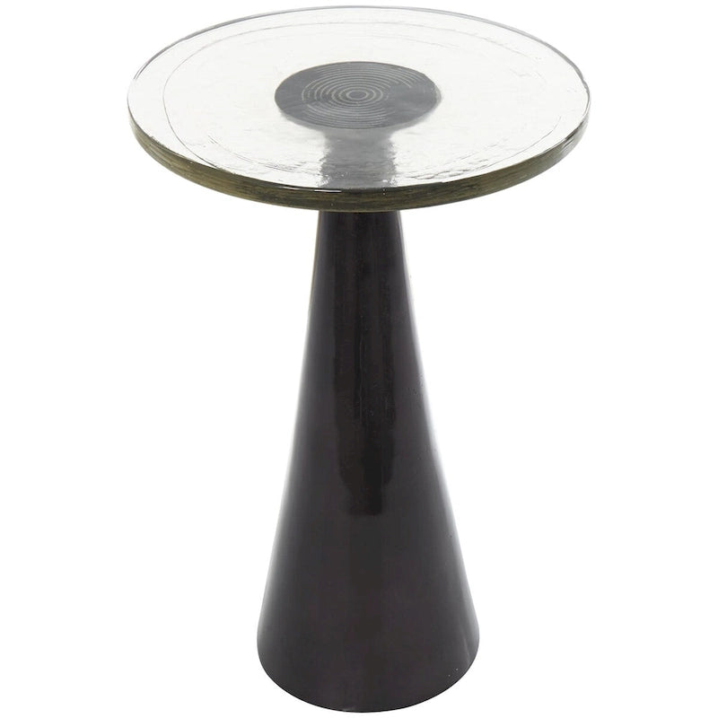 Mesa auxiliar acentuada con forma de cono y tapa de cristal texturizado - Negro u Oro -