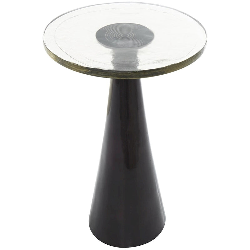 Mesa auxiliar acentuada con forma de cono y tapa de cristal texturizado - Negro u Oro -
