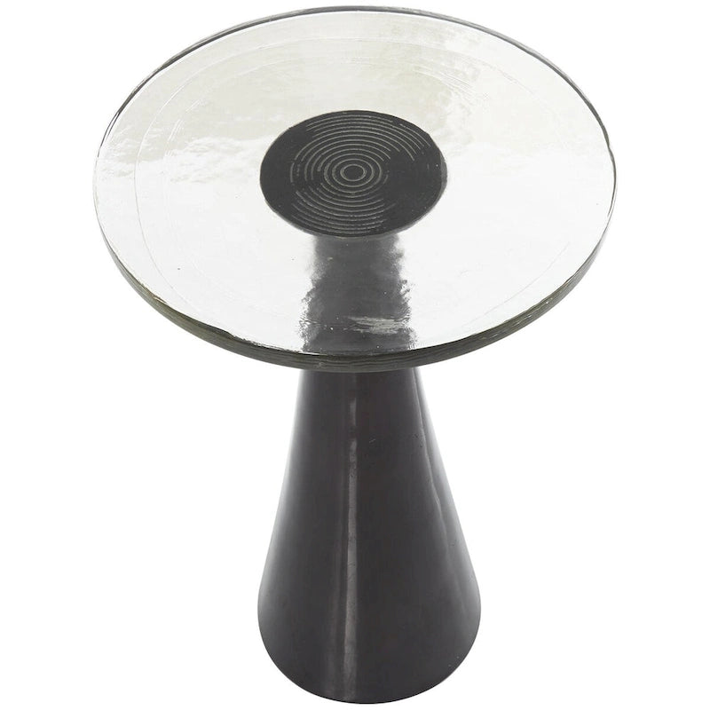 Mesa auxiliar acentuada con forma de cono y tapa de cristal texturizado - Negro u Oro -