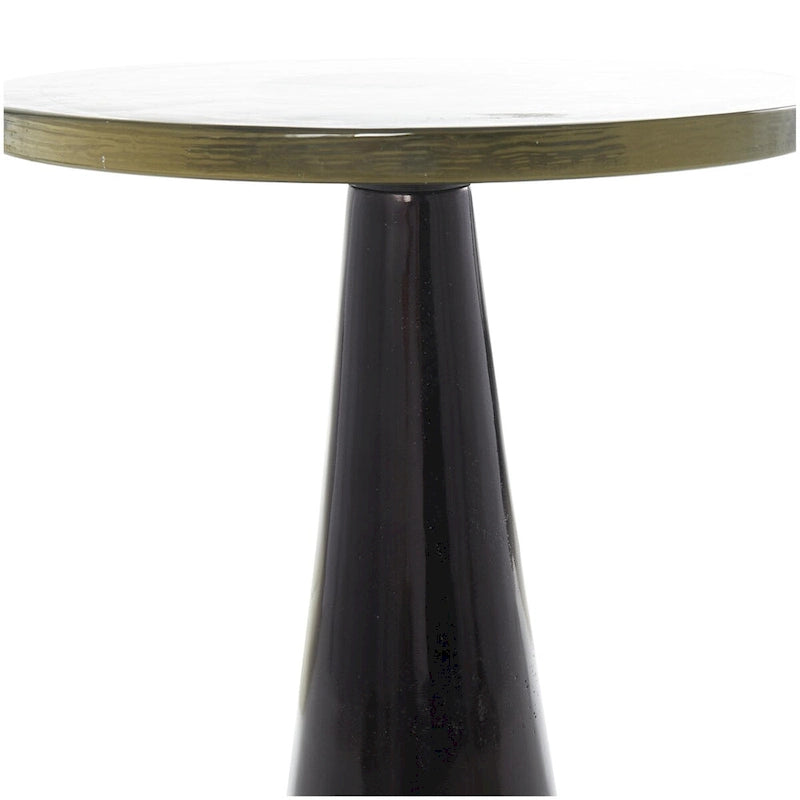 Mesa auxiliar acentuada con forma de cono y tapa de cristal texturizado - Negro u Oro -