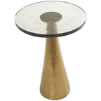 Mesa auxiliar acentuada con forma de cono y tapa de cristal texturizado - Negro u Oro -