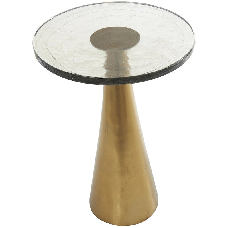 Mesa auxiliar acentuada con forma de cono y tapa de cristal texturizado - Negro u Oro -