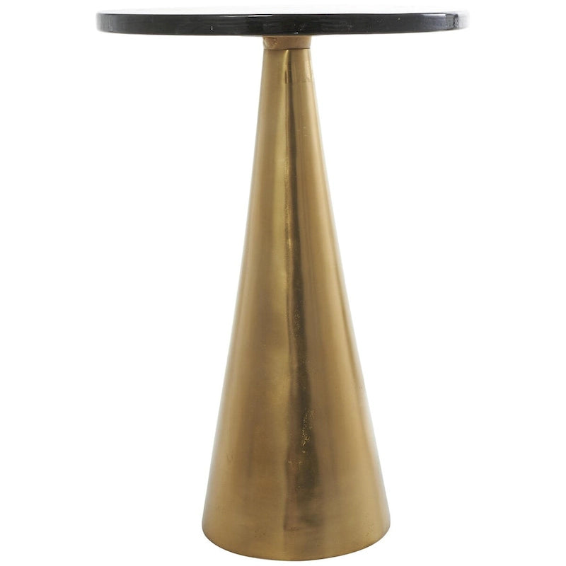 Mesa auxiliar acentuada con forma de cono y tapa de cristal texturizado - Negro u Oro -
