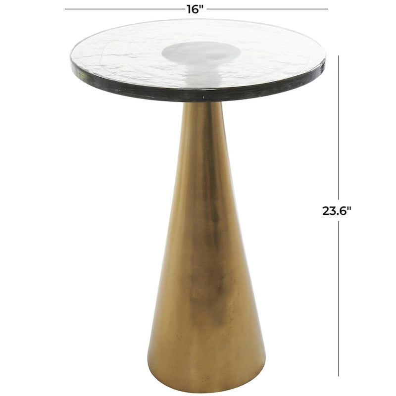 Mesa auxiliar acentuada con forma de cono y tapa de cristal texturizado - Negro u Oro -