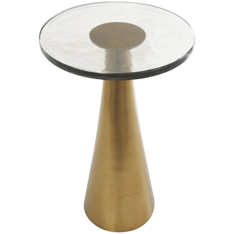 Mesa auxiliar acentuada con forma de cono y tapa de cristal texturizado - Negro u Oro -