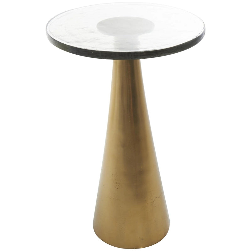 Mesa auxiliar acentuada con forma de cono y tapa de cristal texturizado - Negro u Oro -