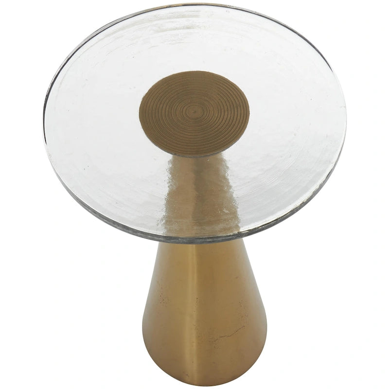 Mesa auxiliar acentuada con forma de cono y tapa de cristal texturizado - Negro u Oro -