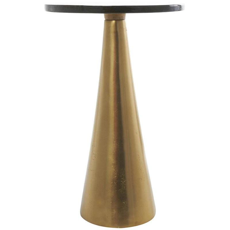 Mesa auxiliar acentuada con forma de cono y tapa de cristal texturizado - Negro u Oro -