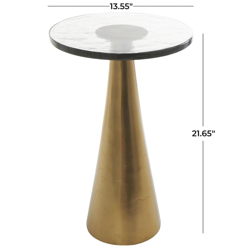 Mesa auxiliar acentuada con forma de cono y tapa de cristal texturizado - Negro u Oro -