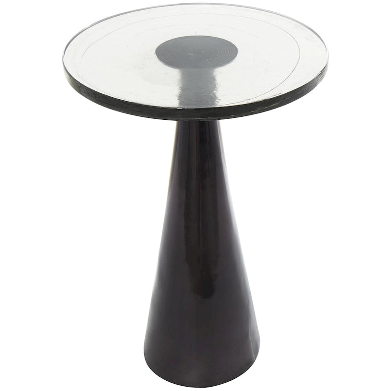 Mesa auxiliar acentuada con forma de cono y tapa de cristal texturizado - Negro u Oro -