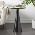 Mesa auxiliar acentuada con forma de cono y tapa de cristal texturizado - Negro u Oro -