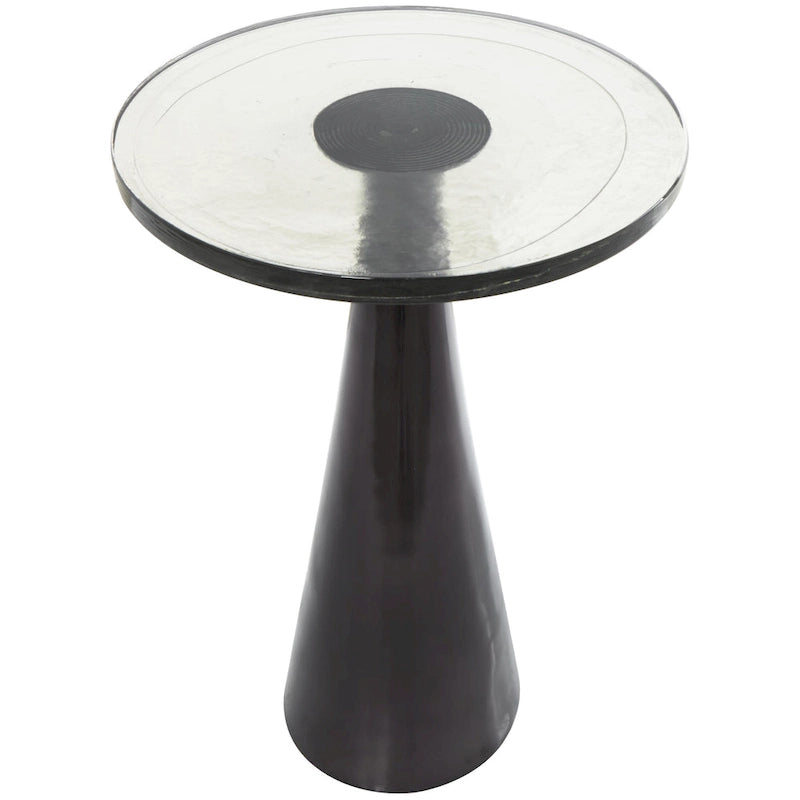 Mesa auxiliar acentuada con forma de cono y tapa de cristal texturizado - Negro u Oro -