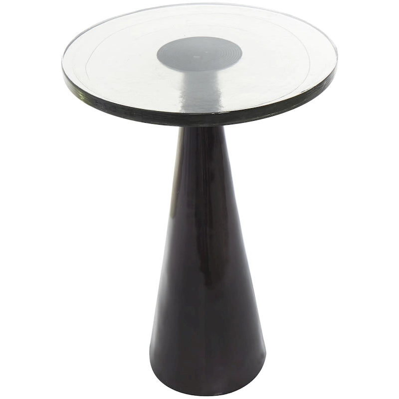 Mesa auxiliar acentuada con forma de cono y tapa de cristal texturizado - Negro u Oro -