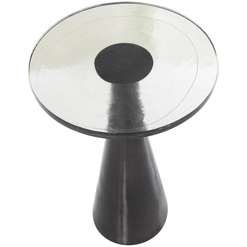 Mesa auxiliar acentuada con forma de cono y tapa de cristal texturizado - Negro u Oro -